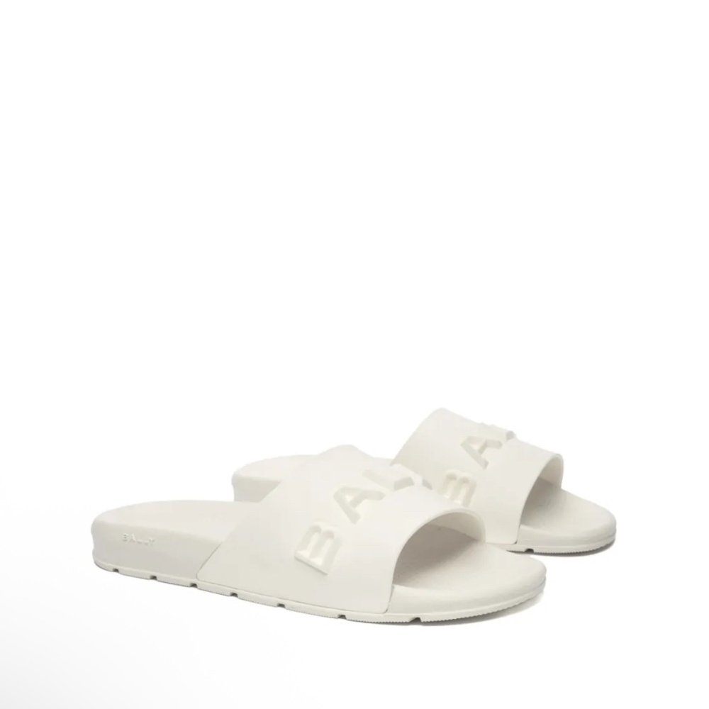 Bally logo-embossed white Rubber slides